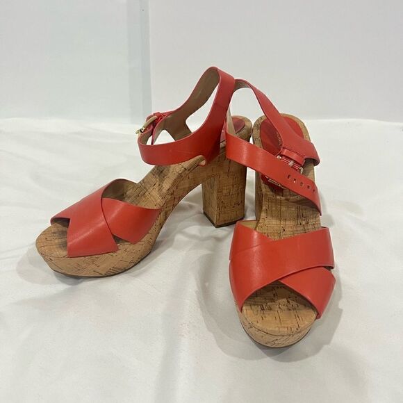 Michael kors Natalia cork platforms orange open toe sandals size 9.5 - Picture 3 of 8